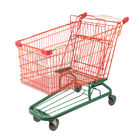 Metal Mesh Basket Trolley Grocery Cart Red Green Wire Shopping Trolley With Bottom Frame
