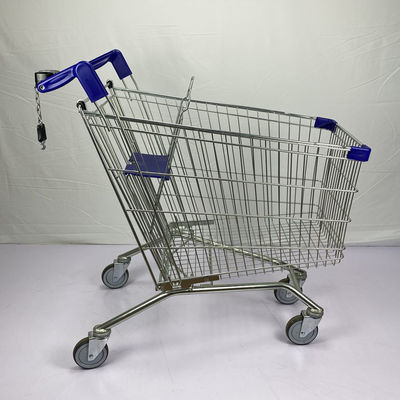 Mua Bộ phận nhựa màu xanh Siêu thị Xe đẩy mua sắm Phong cách châu Âu tùy chỉnh với 4 bánh xe PU và khóa online manufacture