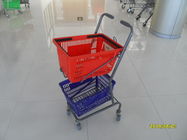 Xe đẩy mua sắm siêu thị Red / Blue với 4 bánh xoay PVC 3 inch