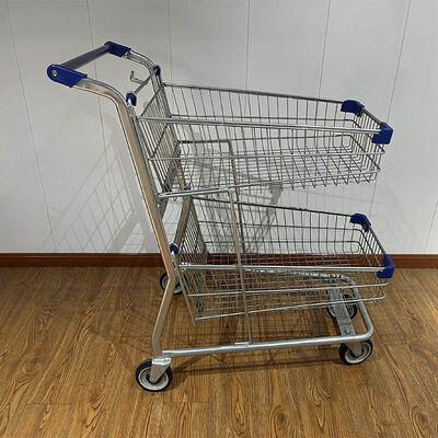 Mua American Style Two Layers Metal Supermarket Shopping Cart Trolley with 4 Universal Wheels sản xuất trực tuyến
